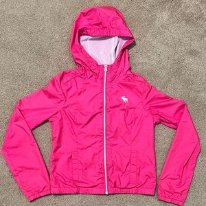 Abercrombie Kids Lightweight Hooded Jacket Bright Pink Girls Large